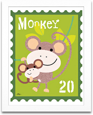 Monkey Animal Stamp 8x10 preview