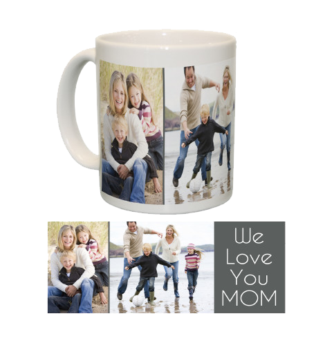 Ceramic Mug/White with Two Photo Collage and Text 
